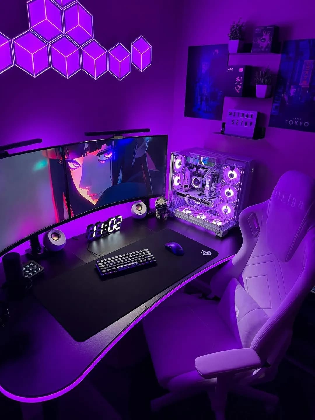 High-end PC gaming station with dual monitor setup